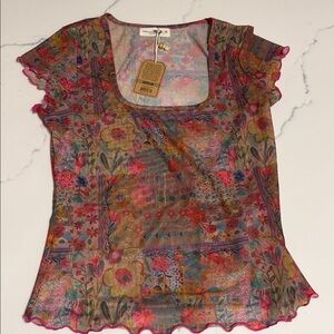 NATURAL LIFE Multicolor Floral Sheer Blouse